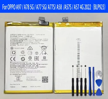100% Оригинальный аккумулятор BLP923 для OPPO A57 4G 2022/A78 5G/A77S Замена телефона Bateria