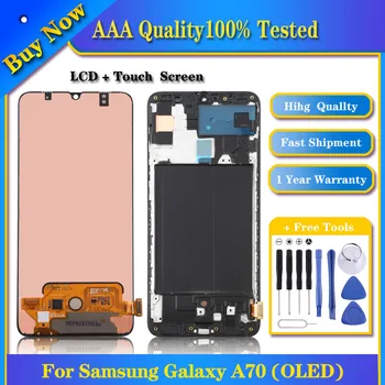 100% Протестированный OLED ЖК-экран для Samsung Galaxy A70 SM-A705 (6,39 дюйма) Дигитайзер в сборе с рамкой (черный)