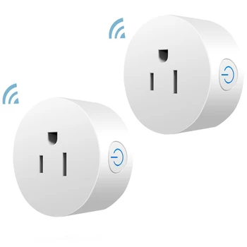 100шт Alexa Tuya Wifi Mini Plug Smart Power Socket Energy Monitor США ПК Стандартное Заземление Белый Полностью Одобренный CE ROHS