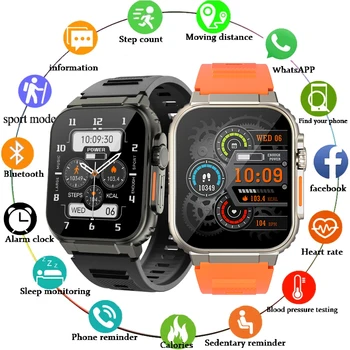 2023 Новые Мужские смарт-часы AMOLED с большой батареей 1,96 ”600 мАч, истинный мониторинг содержания кислорода в крови, 100 + спортивных фитнес-трекеров, умные часы