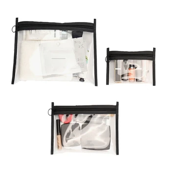 3 Комплекта прозрачной дорожной косметички для туалетных принадлежностей, водонепроницаемая ветрозащитная девчачья сумка для хранения