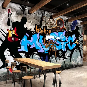 3D Обои в стиле ретро, Ностальгические граффити, Кирпичные настенные фрески, Рок-бар, ресторан KTV, фоновый декор стен, индивидуальные наклейки на стены