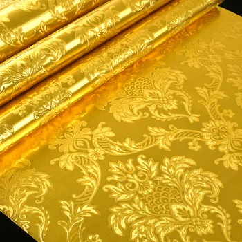 3D Стереоскопические рельефные обои из золотой фольги для гостиной, потолок в спальне, Роскошные обои в полоску из Дамаска с золотым блеском