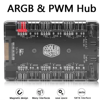 4Pin PWM 3Pin Адресуемый RGB-адаптер от 1 до 6, Многоходовой Разветвитель PWM ARGB, Концентратор вентилятора, Подключи и играй, Удобная быстрая работа