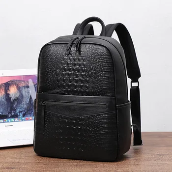 AETOO, корейская версия модного кожаного мужского рюкзака с крокодиловым принтом, компьютерный рюкзак baotou layer из воловьей кожи, мужской рюкзак для отдыха, tra