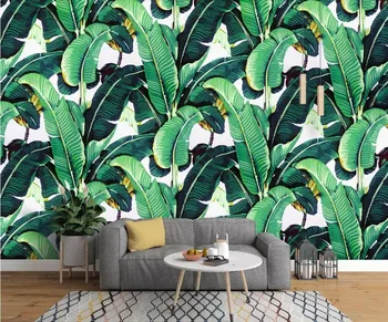 Beibehang Пользовательские обои Европейский ретро ручная роспись тропический лес растение банановый лист садовая фреска ТВ фон стены 3D обои