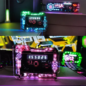 Cyberpunk RGB LED Часы с люминесцентной лампой Nixie, Цифровой Настольный дисплей, Киберпанк, Аксессуары для киберспортивной комнаты