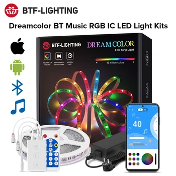 Dreamcolor Светодиодная Лента Bluetooth Music APP Control WS2811 WS2812B RGBIC Гибкая Светодиодная лента Для Комнаты, Спальни, Вечеринки, Кухни, 5 м-20 м