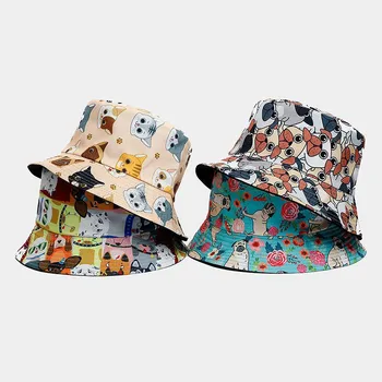 Four Seasons хлопковая широкополая шляпа с мультяшным принтом, шляпа рыбака, солнцезащитная кепка для путешествий на открытом воздухе для мужчин и женщин 179