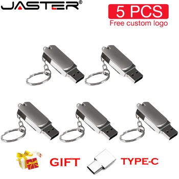 JASTER 5 шт./лот USB 2,0 Флэш-накопитель Мини Металлический 128 ГБ Бесплатный пользовательский логотип Вращающийся флеш-накопитель 64 ГБ Memory stick Бизнес подарок U диск