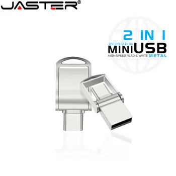 JASTER Водонепроницаемый USB Флэш-накопитель 128 ГБ Type C Ультра Двойной Мини-Накопитель 64 ГБ 32 ГБ 16 ГБ 8 ГБ Черный Металлический бизнес-Подарок USB-Накопитель