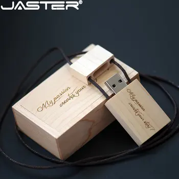 JASTER Проводные Деревянные USB Флэш-накопители 128 ГБ Бесплатный Пользовательский Логотип Флеш-накопитель 64 ГБ Деревянная Коробка Memory Stick 32 ГБ Подарок Для Фотостудии