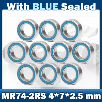 MR74RS Подшипник ABEC-7 (10 шт.) 4*7*2.5 миниатюрные шарикоподшипники MR74-2RS RS MR74 2RS мм с синим уплотнением L-740D