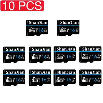 SHANDIAN Черный 10/ШТ Ремень для Хранения Внешняя Коробка Бесплатный Адаптер 128 ГБ Смарт-мини SD-карта 64 ГБ 32 ГБ TF Flash 8 ГБ для смартфона/камеры