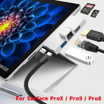 USB C Type-c 4K HDMI-совместимый кард-ридер RJ45 PD SD/TF для Microsoft Surface Pro 8 9 X Pro9 Адаптер док-станции ProX HUB
