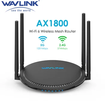 Wavlink AX1800 WiFi 6-сетчатый Гигабитный Беспроводной Интернет-маршрутизатор-Двухдиапазонный 2,4 ГГц 574 Мбит/с + 5 ГГц 1201 Мбит/с С охватом до 1500 Квадратных Футов
