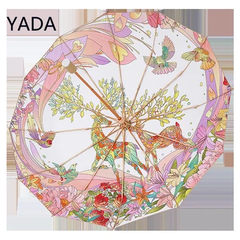 YADA 12 Bone Модный Зонт с Тигром и Журавлем От Дождя И Солнца Аниме 3 Складной Зонт Для Женщин Мужские Ветрозащитные Зонты YS230005