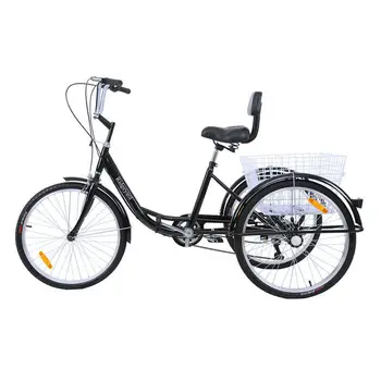Взрослый 24-дюймовый Трехколесный велосипед Shimano с 3 колесами, 7-скоростной трехколесный велосипед Bike Cruise