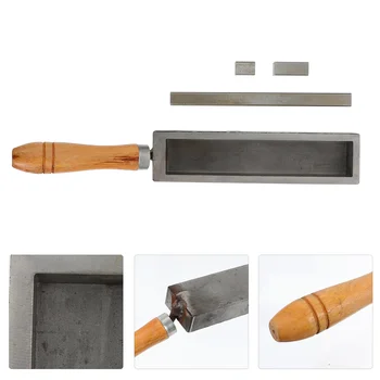 Деревянная ручка Железный резервуар для рафинирования металла в масле Форма для литья серебра Слот для плавки золота