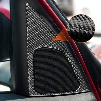 Для BMW X1 E84 2013 2014 2015 Дверной угловой динамик Звуковой сигнал Крышка Рамка отделка Наклейки из настоящего углеродного волокна Аксессуары для интерьера