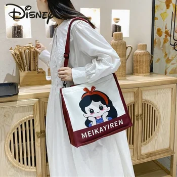 Женская сумка из легкого холста Disney Snow White, милая сумка для девочек, модная женская сумка через плечо с рисунком из мультфильма большой емкости