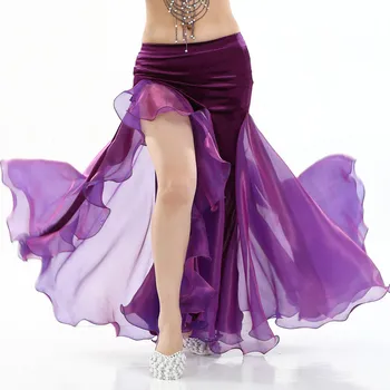Женский костюм для танца живота, женская юбка для танца живота, 2-слойная сетчатая юбка, сексуальная юбка с запахом для танца живота, одежда для выступлений