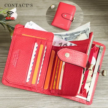 Женский кошелек из натуральной кожи с защитой от кражи, блокирующий RFID, модный кошелек для монет большой емкости с несколькими отделениями