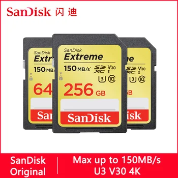 Карта памяти SanDisk Extreme SDHC/SDXC SD-карта 4K UHD 512GB 32GB 64GB 128GB 256GB C10 U3 4K V30 UHS-I Флэш-карта для Камеры