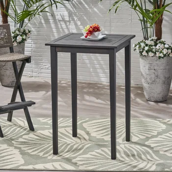 Квадратный барный стол Chayah Outdoor в минималистичном стиле из дерева акации, темно-серый