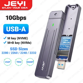 Корпус M.2 NVMe JEYI с прямым подключением, разъем USB-A USB 3.2 10 Гбит/с Встроенный Алюминиевый корпус SSD 2242 2280 с магнитным защитным чехлом