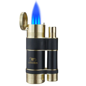 Металлическая зажигалка для сигар, Зажигалка для табака, 3 факела, струйное пламя, многоразовый инструмент для курения, аксессуары для подарочной коробки