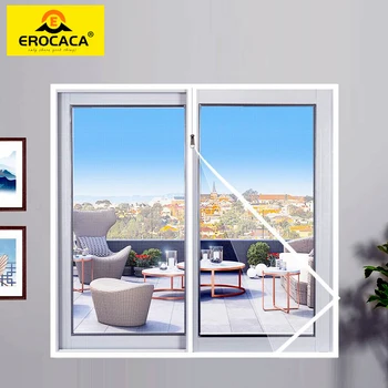 Москитная сетка EROCACA на окне с застежкой-молнией, Белая Дверная ширма, Изготовленный на заказ Сетчатый тюль, Невидимое стекловолокно От комаров и мух