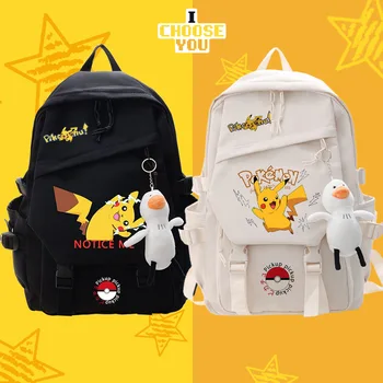 Мультяшный Рюкзак Pokemon Pikachu, нейлоновая водонепроницаемая сумка для студентов, 32x45x13 см, школьная сумка с рисунком Аниме, подарки для детей