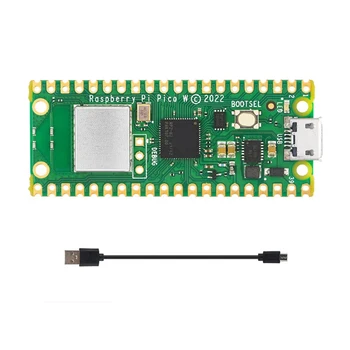 Новая плата разработки Pico W + Комплект кабелей Micro-USB для Raspberry Pi Pico W RP2040 Dual Core 2MByte Flash Беспроводной WiFi