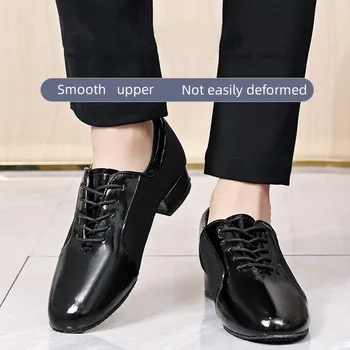 Новое Поступление, современная мужская танцевальная обувь в стиле пэчворк, Обувь для мальчиков на мягкой резиновой замшевой подошве, Обувь для занятий бальным джазом, обувь для танцев, Черный каблук 2 см