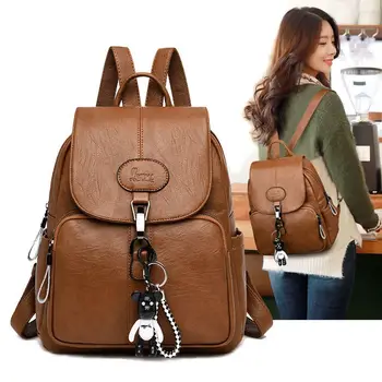 Новый рюкзак большой емкости, корейская версия женской повседневной сумки из мягкой кожи, Модные рюкзаки, Водонепроницаемая дорожная сумка