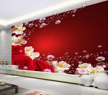 Обои Beibehang на заказ, фото, красная красивая мечта, роза, ТВ-фон, стена, гостиная, спальня, украшение дома, 3D обои