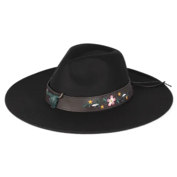 Оптовая продажа, однотонные женские и мужские фетровые шляпы с широкими полями, винтажные ковбойские кепки в западном стиле для активного отдыха