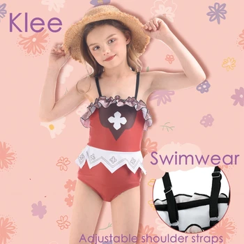 Персонаж Genshin Impact Klee, Тема косплея, аниме, Игровая одежда, Детский цельный купальник, женский полный комплект, шапочка для плавания, Вечеринка у бассейна
