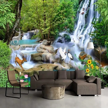 Пользовательские 3D Фотообои Водопад Пейзаж Большая Фреска Кабинет в китайском стиле Гостиная Диван ТВ Фон Домашний Декор Настенное искусство