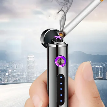 Портативные двухдуговые Электрические плазменные USB-зажигалки с беспламенным сенсорным индукционным зажиганием Можно поместить в коробку для сигарет
