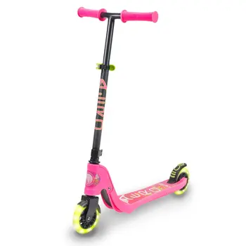 Самокат Aero Micro Kick для девочек, дизайн с 2 электрическими светодиодными колесами, регулируемые ручки, розовый