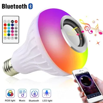 Светодиодная Лампа Bluetooth Smart Bulb Bluetooth Динамик Музыкальная Лампа E27 Smart Lamp Лампа С Регулируемой Яркостью 12 Вт Музыкальный RGB Декор Light