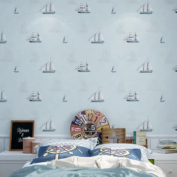 Средиземноморская парусная лодка Обои для стен детской спальни Мультяшные обои для детской комнаты для мальчиков и девочек infantil