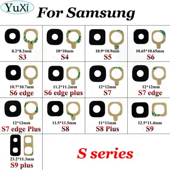 Стеклянный Объектив камеры заднего Вида YuXi Back с Наклейкой-Клеем для Galaxy S3 S4 S5 S6 edge + S7 edge S8 S9 plus, Запасная Часть + Клей