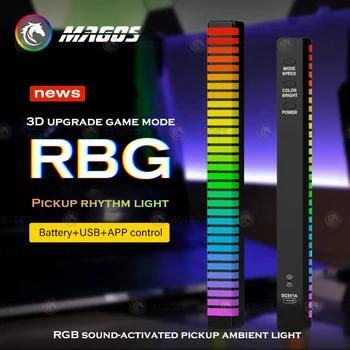 Управление звуком RGB Звукосниматель Атмосферный свет Чистый красный Управление приложением Перезаряжаемый Красочный музыкальный ритм для рабочего стола Автомобиля с питанием от USB